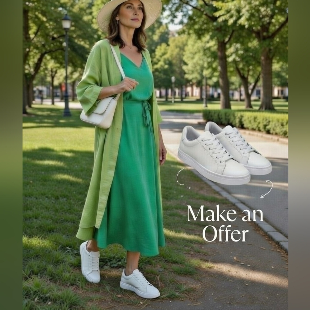 Zara White Everyday Sneakers  Leather Low Top Size 10 Minimalist Chic